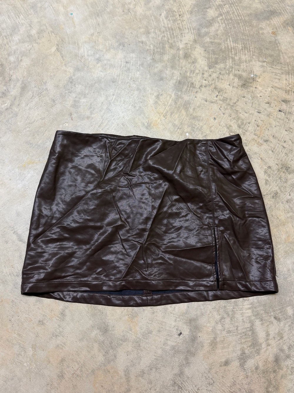 Windsor Dark Brown Faux Leather Mini Skirt